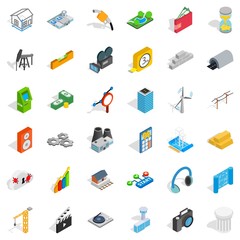 Technology icons set. Isometric style of 36 technology vector icons for web isolated on white background