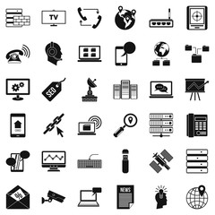 Telecommunication icons set. Simple style of 36 telecommunication vector icons for web isolated on white background