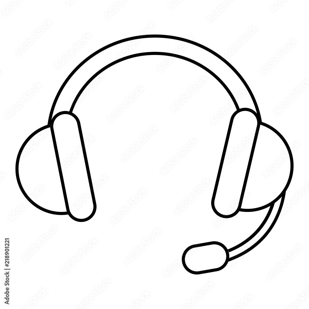 Poster headset icon. outline illustration of headset vector icon for web design isolated on white backgroun