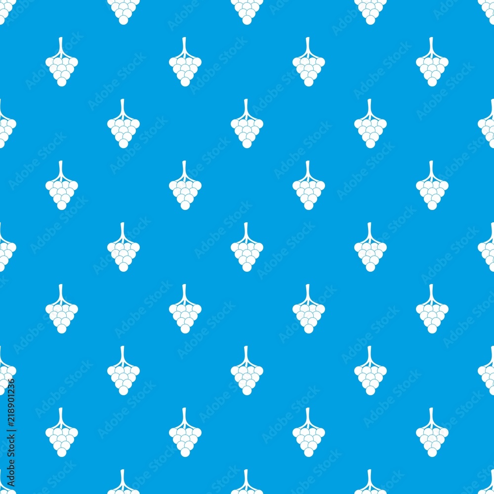 Poster grapes on the branch pattern repeat seamless in blue color for any design. vector geometric illustra