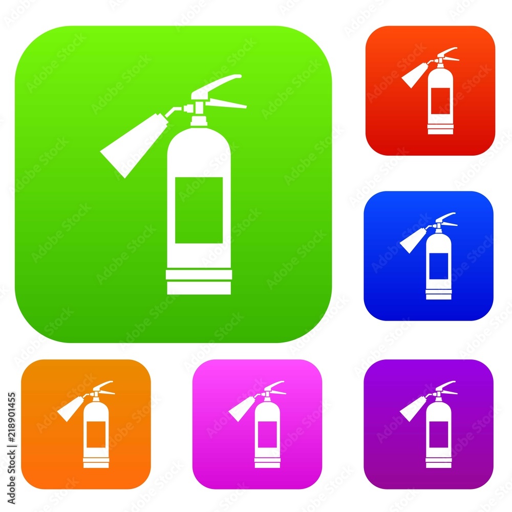 Poster fire extinguisher set icon in different colors isolated vector illustration. premium collection