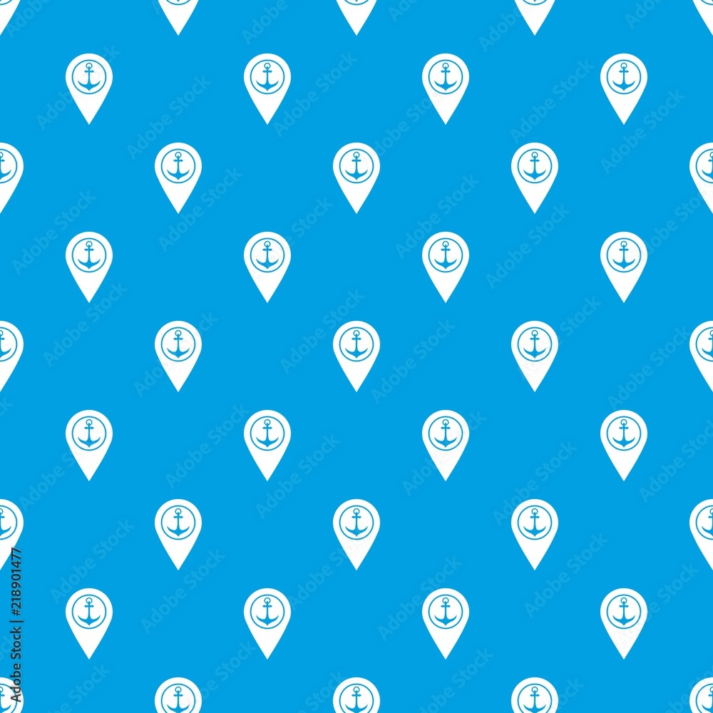 Aufkleber map pointer with symbol anchor and sea port pattern repeat seamless in blue color for any design. ve