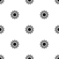 Sun pattern repeat seamless in black color for any design. Vector geometric illustration