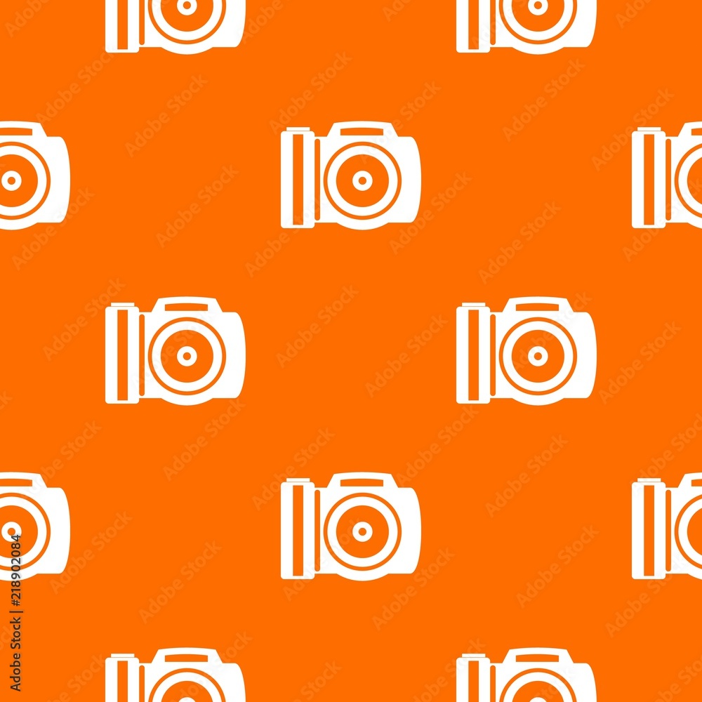 Poster camera pattern repeat seamless in orange color for any design. vector geometric illustration