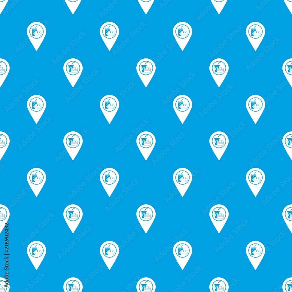 Aufkleber fast food and restaurant map pointer pattern repeat seamless in blue color for any design. vector ge