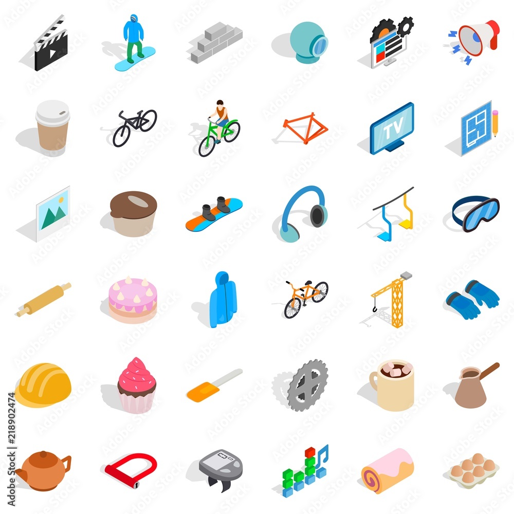 Poster tool icons set. isometric style of 36 tool vector icons for web isolated on white background