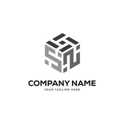 brick building logo design vector, initial letter logo s, n, ns, sn design template