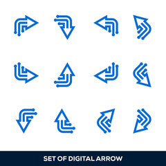 arrow icon logo tech design vector 