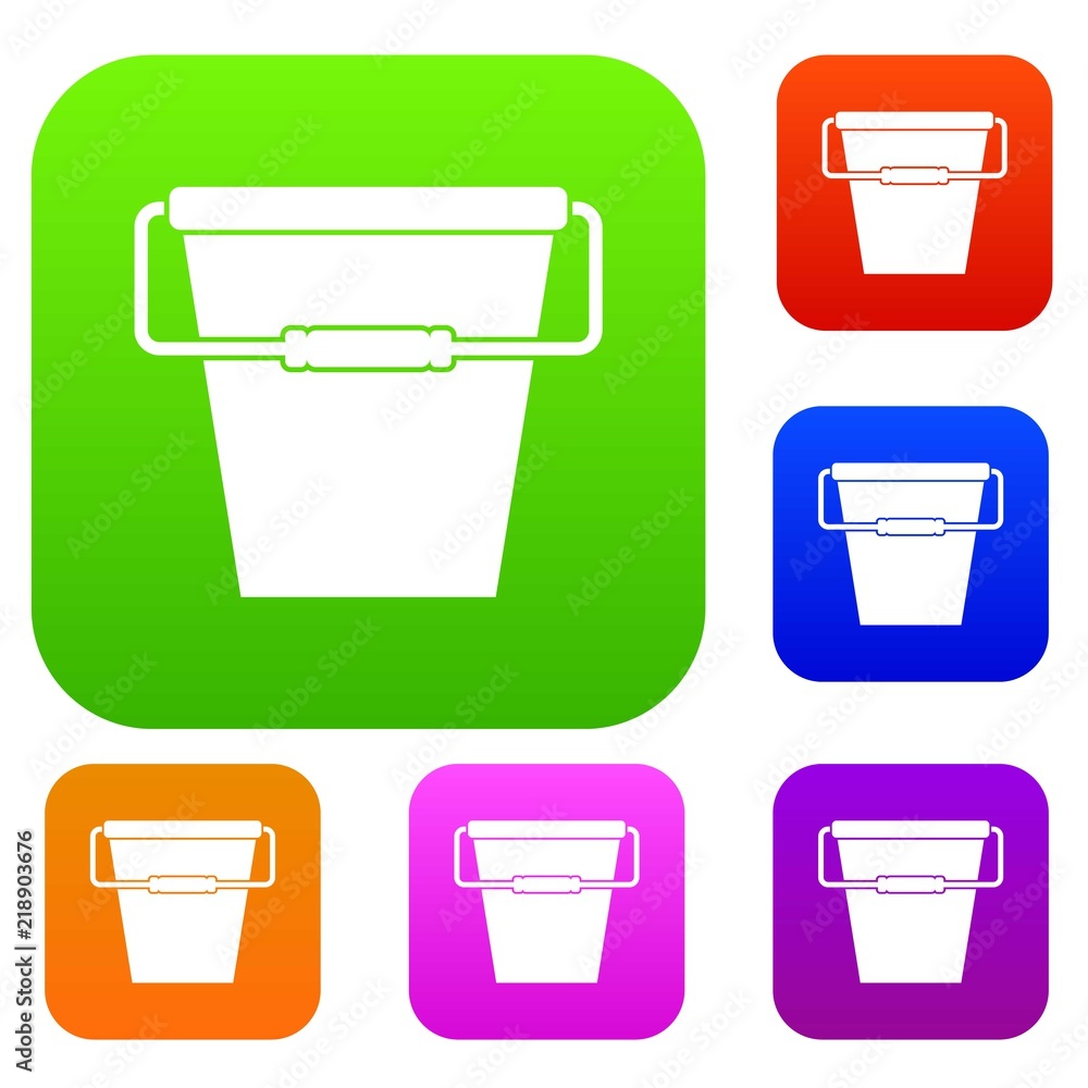 Poster empty bucket set icon in different colors isolated vector illustration. premium collection