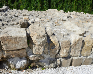 Moscow,  fragment of the base of the fortress walls of White city of the 16th century