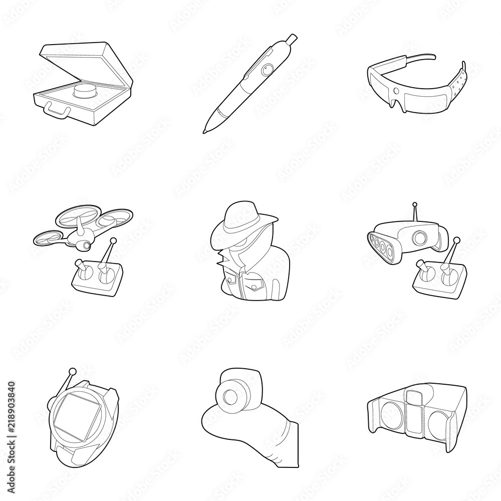Poster fbi icons set. outline set of 9 fbi vector icons for web isolated on white background
