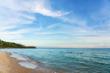 Beautiful Tropical Beach blue ocean background Summer view Sunshine at Sand and Sea Asia Beach Thailand Destinations 