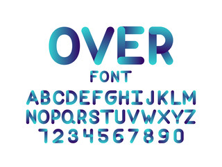 Over font. Vector alphabet 