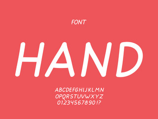 Hand italic font. Vector alphabet