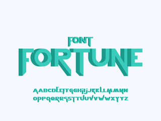 Fortune 3d font. Vector alphabet