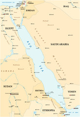 Map of the Red Sea with its neighboring countries