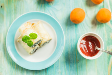 Pancakes with cottage cheese and poppy seeds