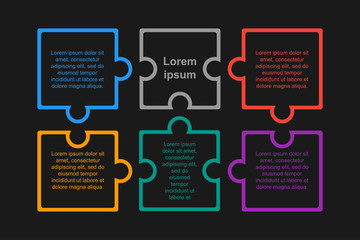 The Colorful Puzzle Six Steps Pieces Infographic.