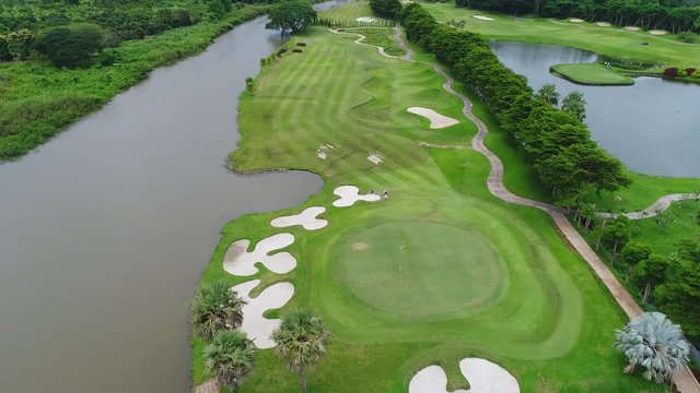 Aerial view Golf couse contryclub
