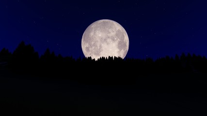 Fototapeta na wymiar Full moon over the forest