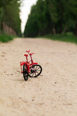 Miniature bicycle on trail