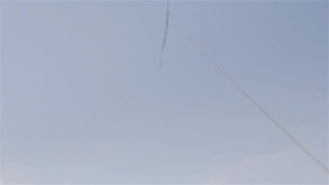 Grandfather Holding the Kite On the Blue Sky. Pan Shot. 