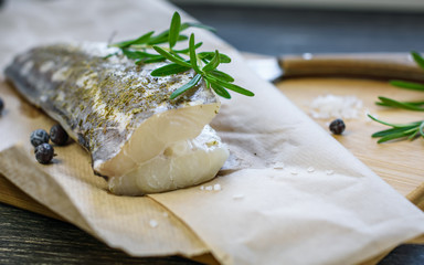 Fresh fish with spices for cooking.