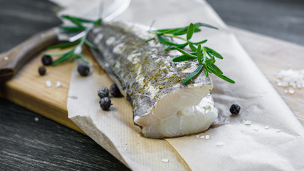 Fresh fish with spices for cooking.