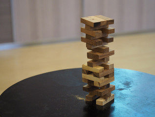 Wooded blocks tower stack game.