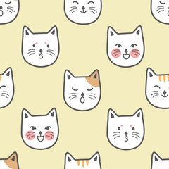 Cute cat seamless pattern background