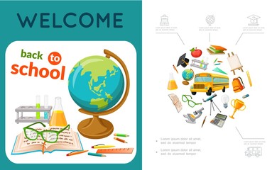 Fototapeta premium Flat Education Colorful Composition