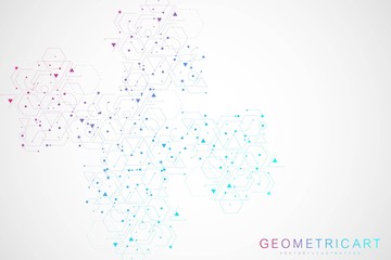 Science network pattern, connecting lines and dots. Global network connection vector