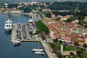 Fototapeta premium Aerial view of the harbor Roviny Istria