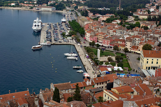 Aerial view of the harbor Roviny Istria