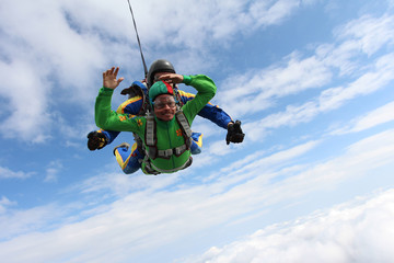 Skydiving. Tandem jump.
