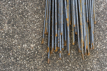 Background of old metal, mild steel round bar. Reinforcement steel mesh background. Background texture.