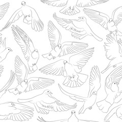 flying birds seamless vector pattern