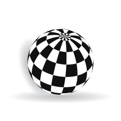 Obraz premium Ball with squares of black and white on a plane