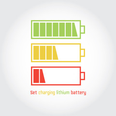 Set charging lithium battery. Vector icon. Isolated symbol on a white.