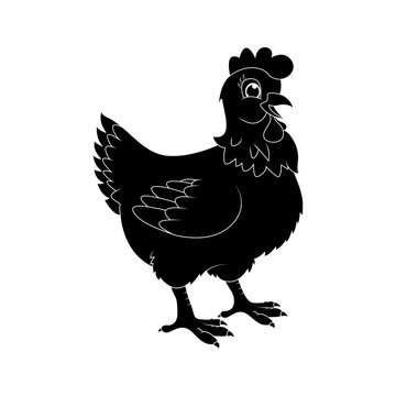 hen silhouette cartoon character vector design isolated on white background