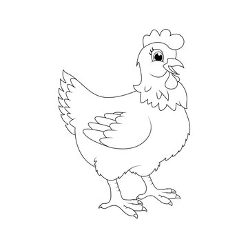 hen outline cartoon character vector design isolated on white background