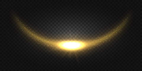 Yellow shiny light on transparent grid, Suitable for product advertising, product design, and other. Vector Illustration