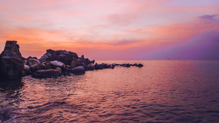 Colorful sunset on the Gulf of Siam Phu Quoc,island in Vietnam