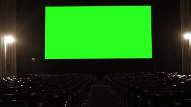 Cinema Screen with Green Background. The Lights Get Off. Sepia Tone. You can replace green screen with the footage or picture you want with “Keying” effect in AE  (check out tutorials on YouTube).