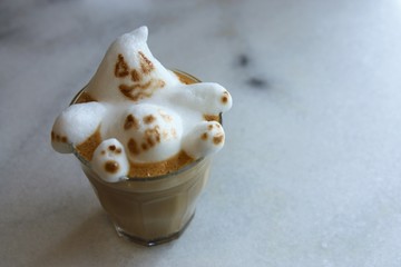 halloween ghost latte art coffee milk foam