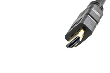 Close up of Gold HDMI cable isolated on white