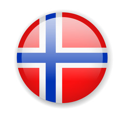 Norway flag. Round bright Icon on a white background