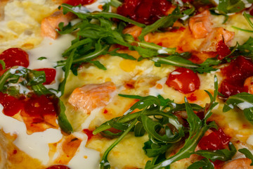 Pizza with salmon