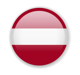 Latvia flag. Round bright Icon on a white background