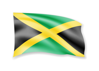 Waving Jamaica flag on white. Flag in the wind.